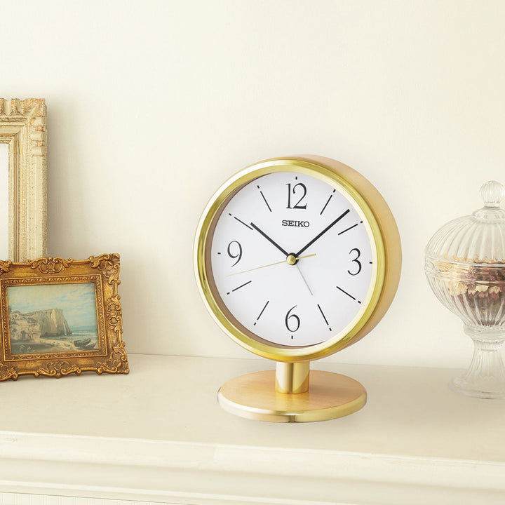 Ono Gold Aluminum Alarm Table Clock by Seiko