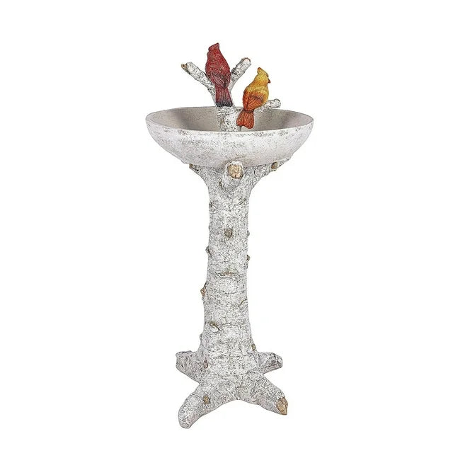 Birch Tree Resin Bird Bath