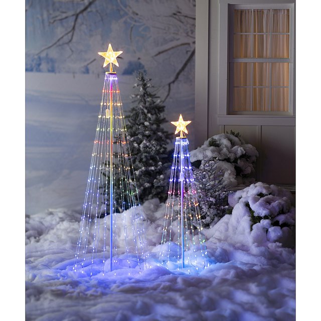 Plow & Hearth Indoor/Outdoor Cone tree with RGB Lights 75"