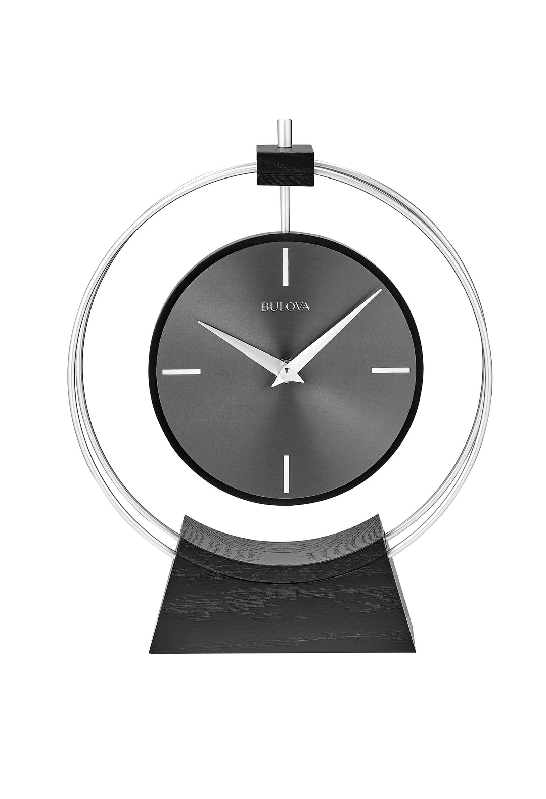 Aire Silver Modern desk clock by Bulova
