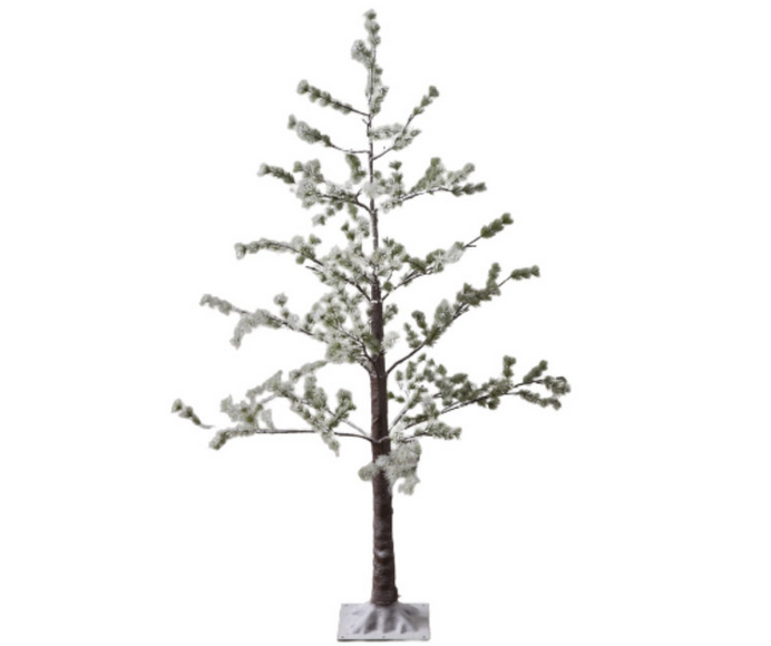 Plow & Hearth Lighted Snowy Pine Tree with 90 Lights, 5'H