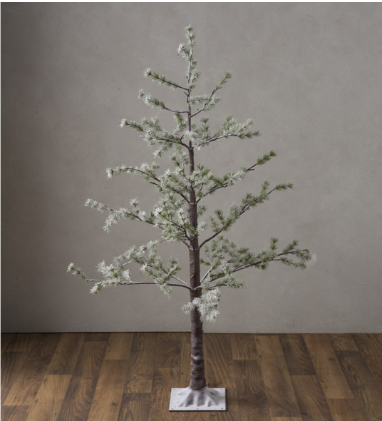 Plow & Hearth Lighted Snowy Pine Tree with 90 Lights, 5'H