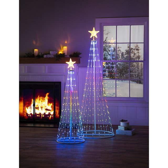 Plow & Hearth Indoor/Outdoor Cone tree with RGB Lights 75"