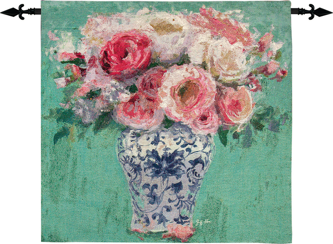 Chinoiserie Pink Roses tapestry