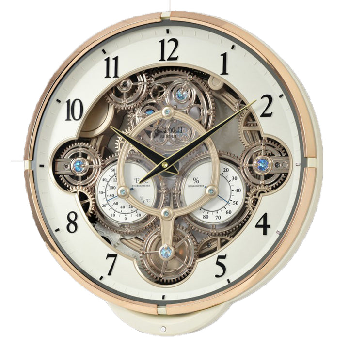 Chronograph White & Gold Magic Motion Wall Clock by Rhythm