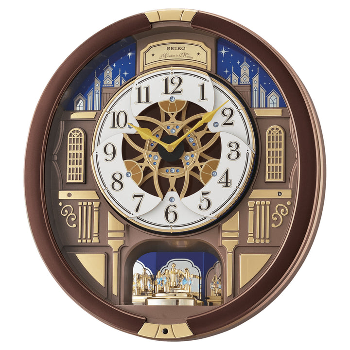 Nighttime City Skyline Melodies In Motion Wall Clock by Seiko