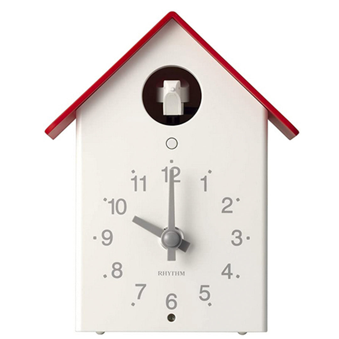 Tori House White & Red Cuckoo Clock by Rhythm