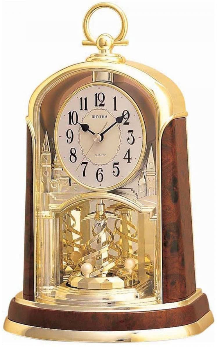 Woodgrain Spiral Mantel Clock by Rhythm