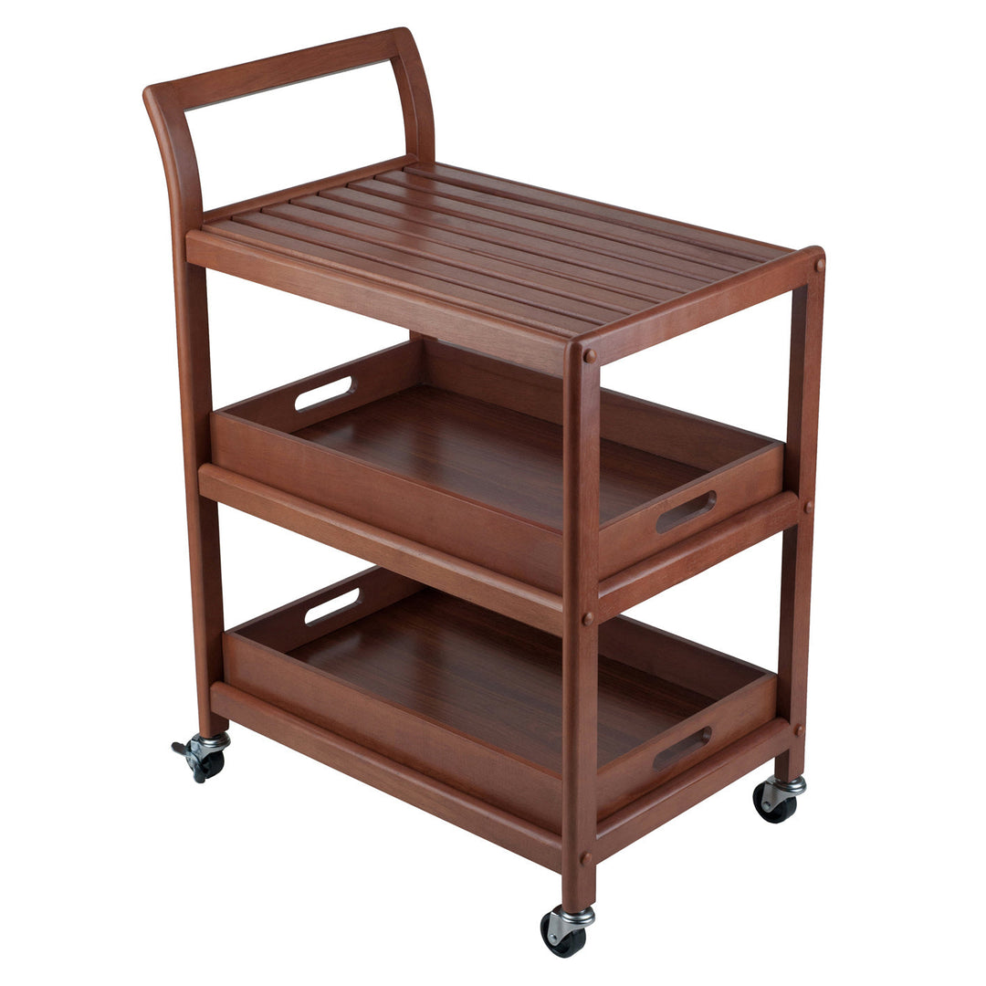 Albert Walnut 3-Tier Entertainment Cart by Winsome