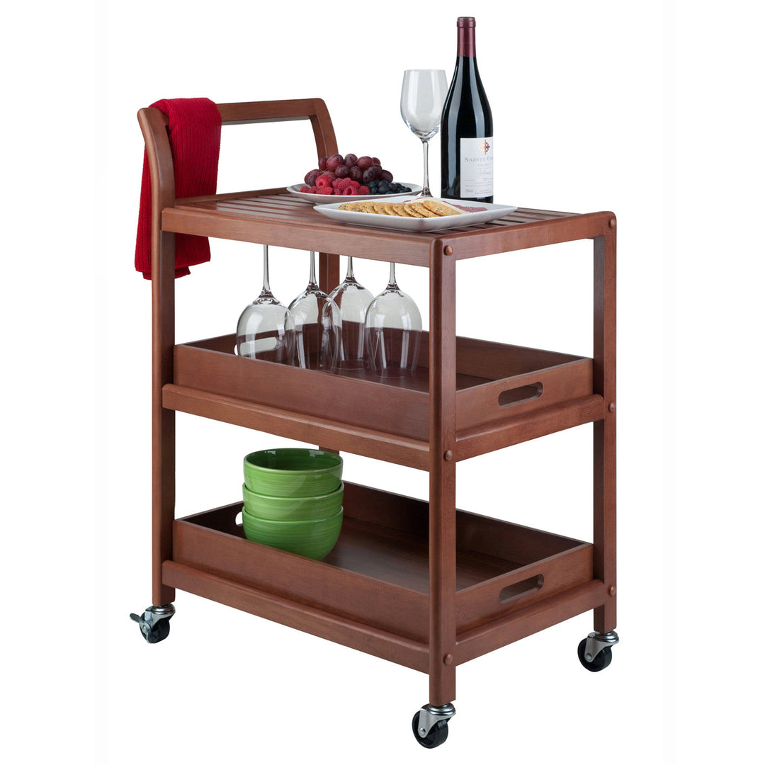 Albert Walnut 3-Tier Entertainment Cart by Winsome