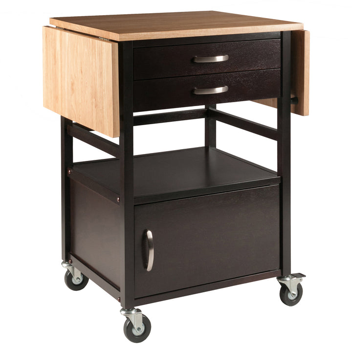 Bellini Coffee and Natural Drop Leaf Kitchen Cart by Winsome