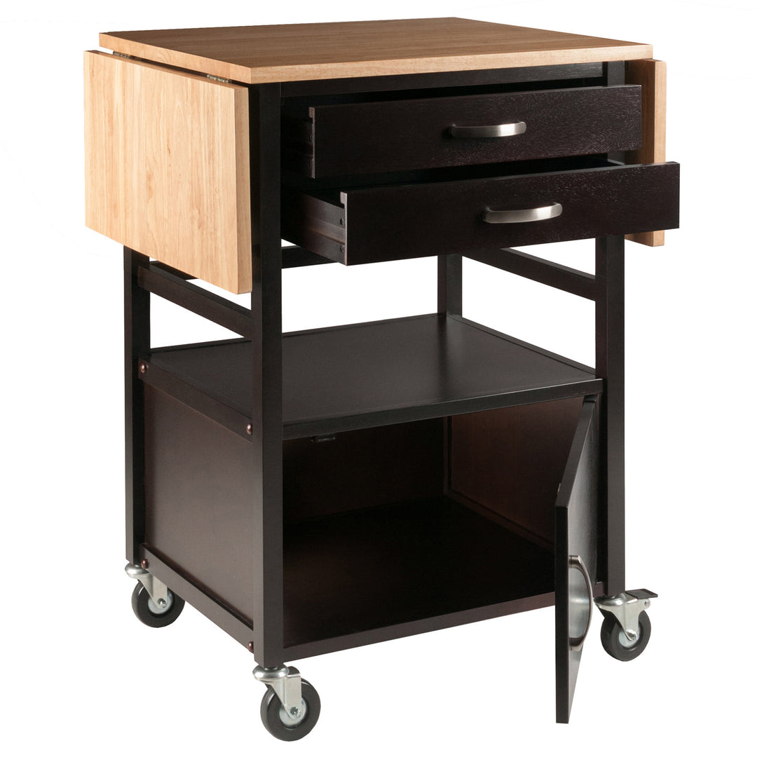 Bellini Coffee and Natural Drop Leaf Kitchen Cart by Winsome