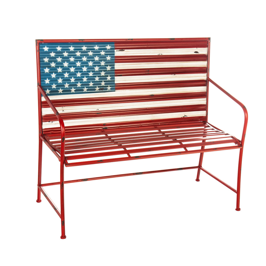 American Flag Corrugated Metal Bench