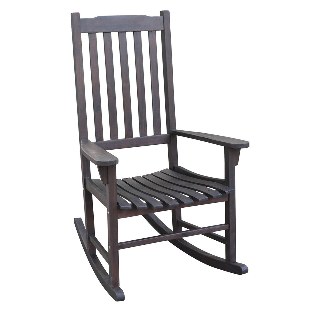 Dark Brown Acacia Wood Outdoor Rocking Chair