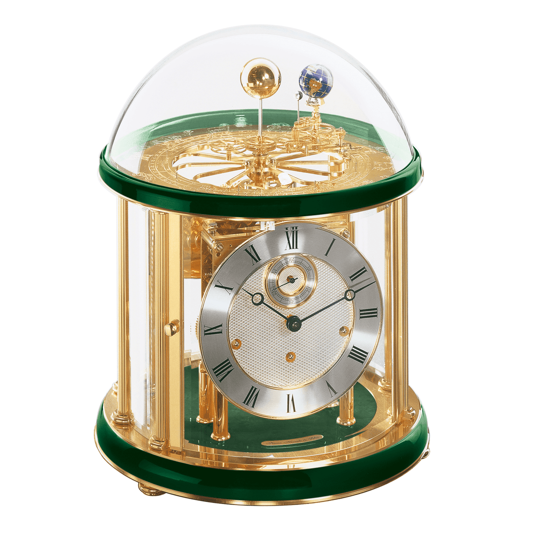 Tellurium Green and Brass Keywound Mantel Clock by Hermle