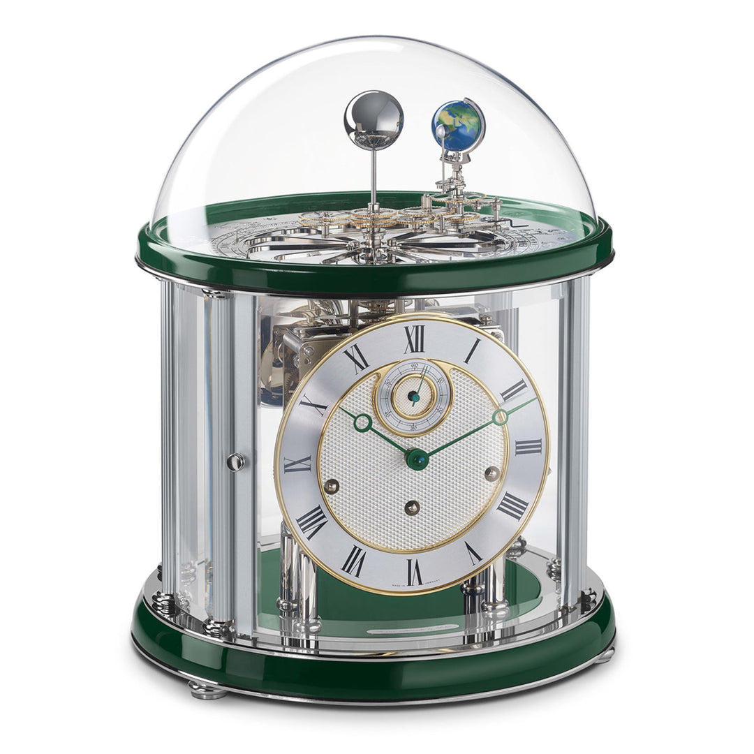 Tellurium Green and Nickel Keywound Mantel Clock by Hermle