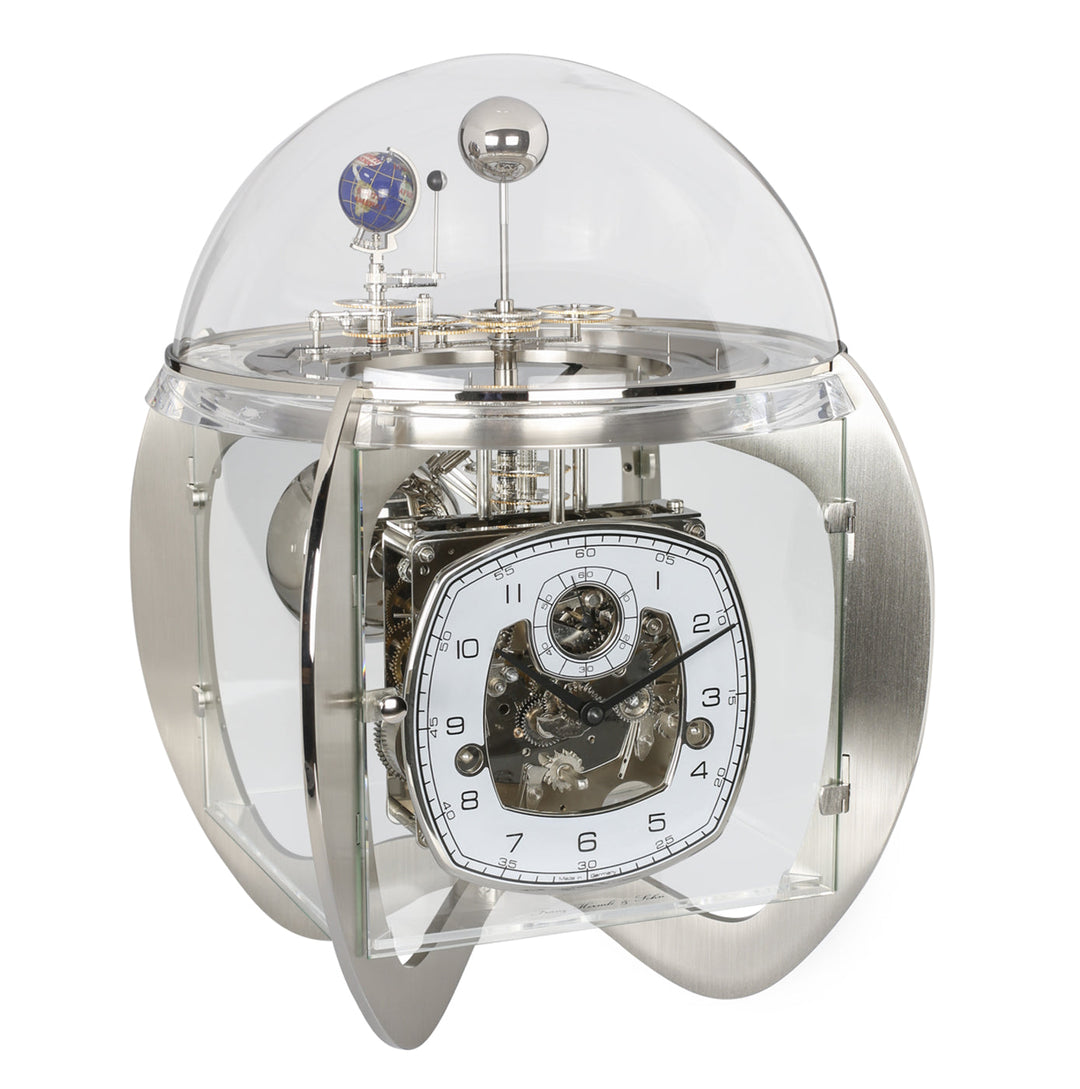 Astro Nickel Key Wound Tellurium Table Clock by Hermle