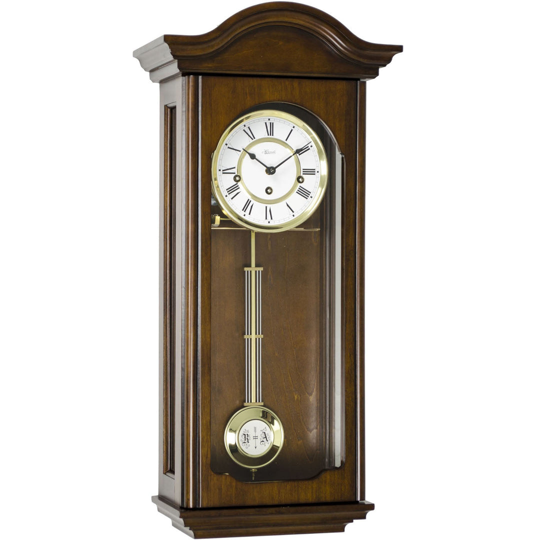 Brooke Walnut Key Wound Wall Clock by Hermle