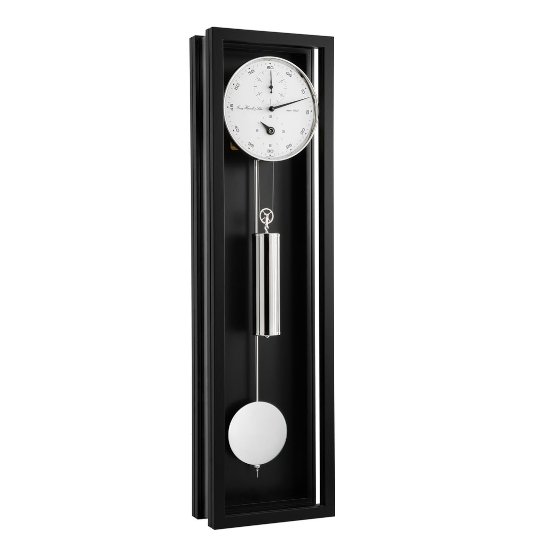 Emmett Black and White Cable Driven Long Case Wall Clock by Hermle