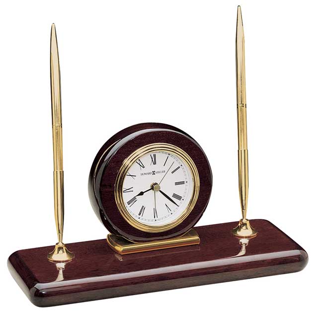Rosewood Desk Clock with Alarm by Howard Miller