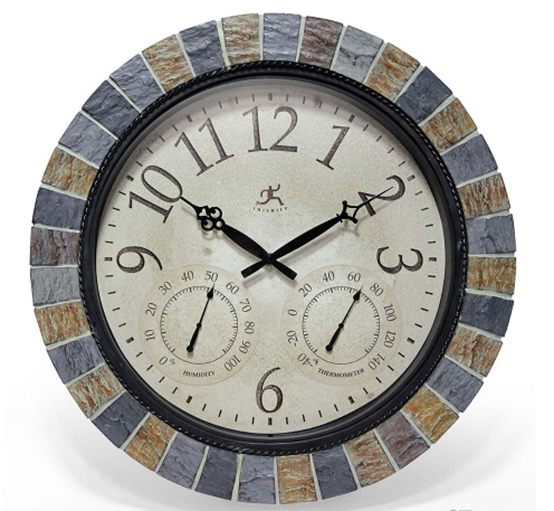 Slate Mosaic Indoor/Outdoor Wall Clock by Infinity Instruments