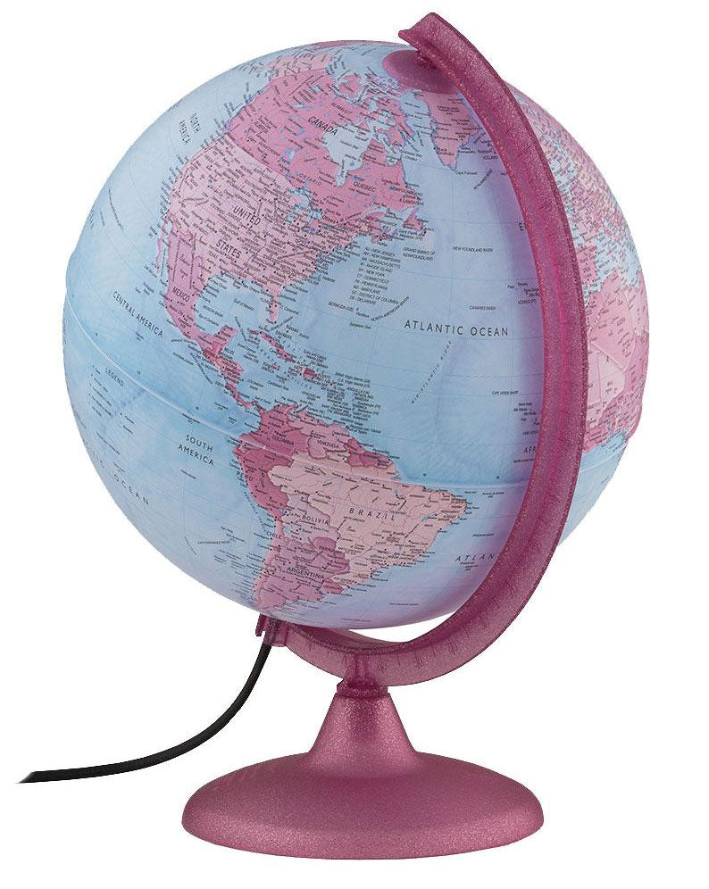 Pink Continental Illuminated World Globe by Waypoint Geographic