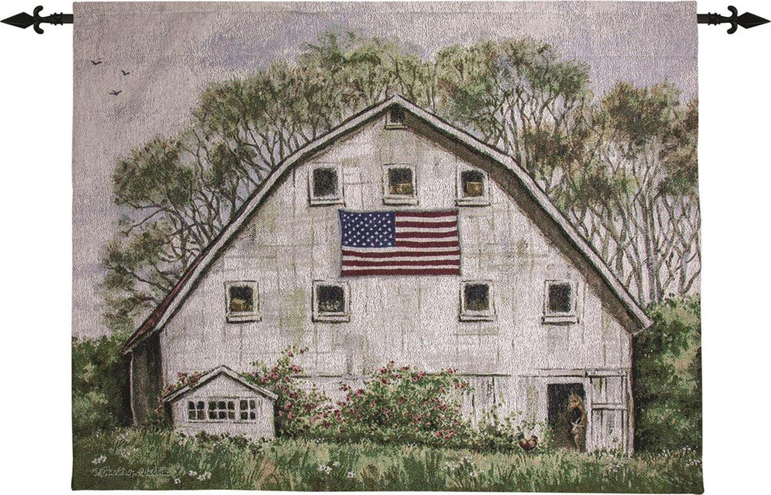 American Flag On Barn tapestry
