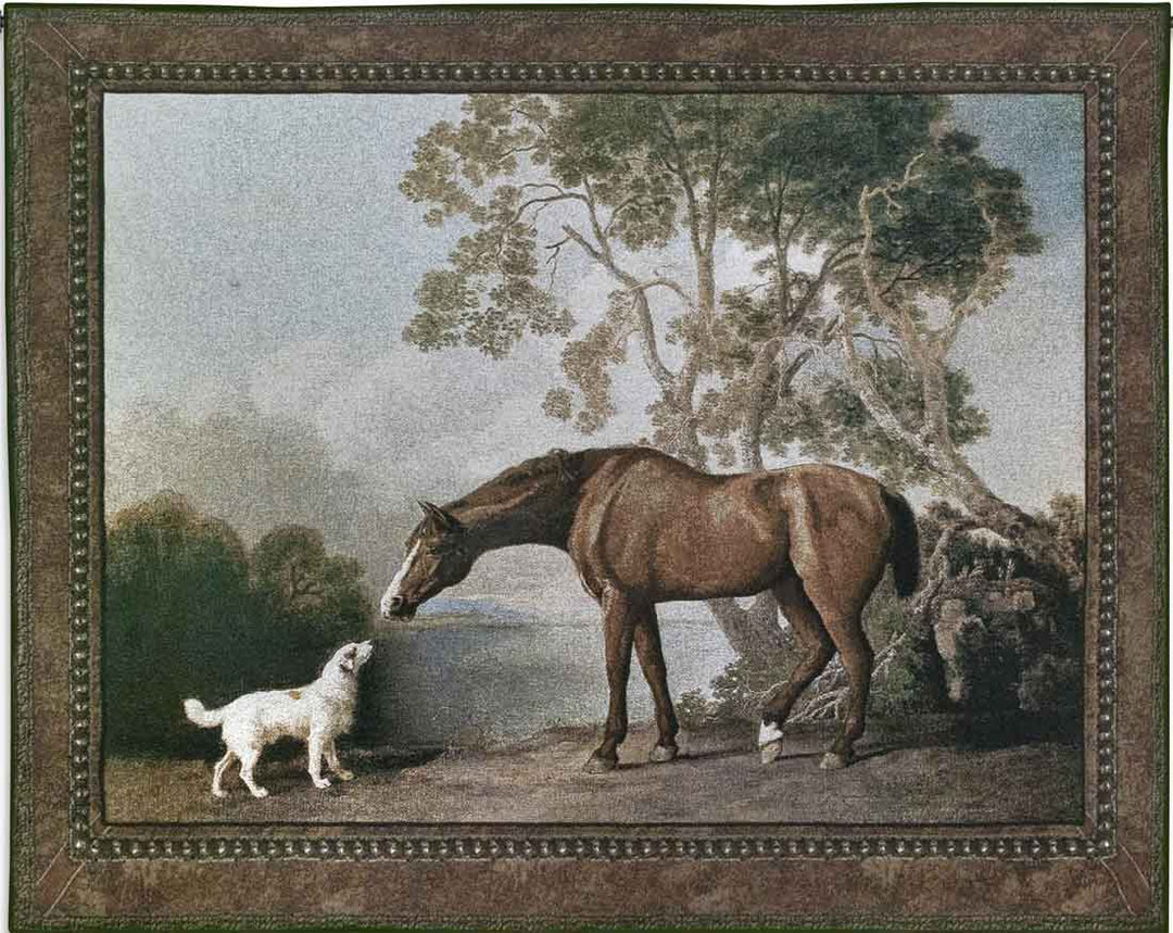 Bay Horse and White Dog tapestry