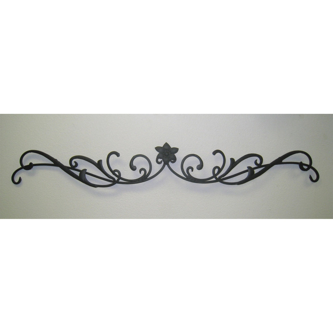 Black Iron Horizontal Wall Topper with Florette Accent