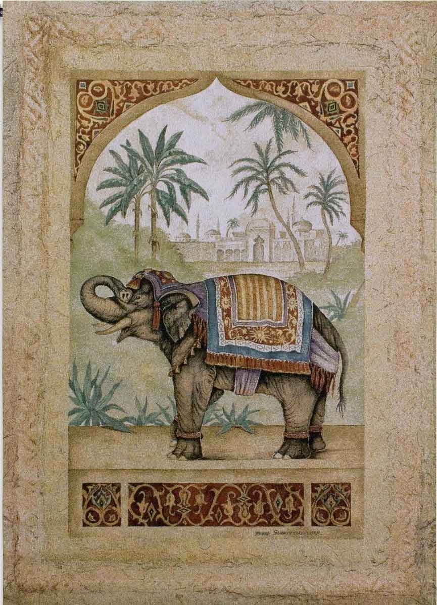Old World Elephant II tapestry