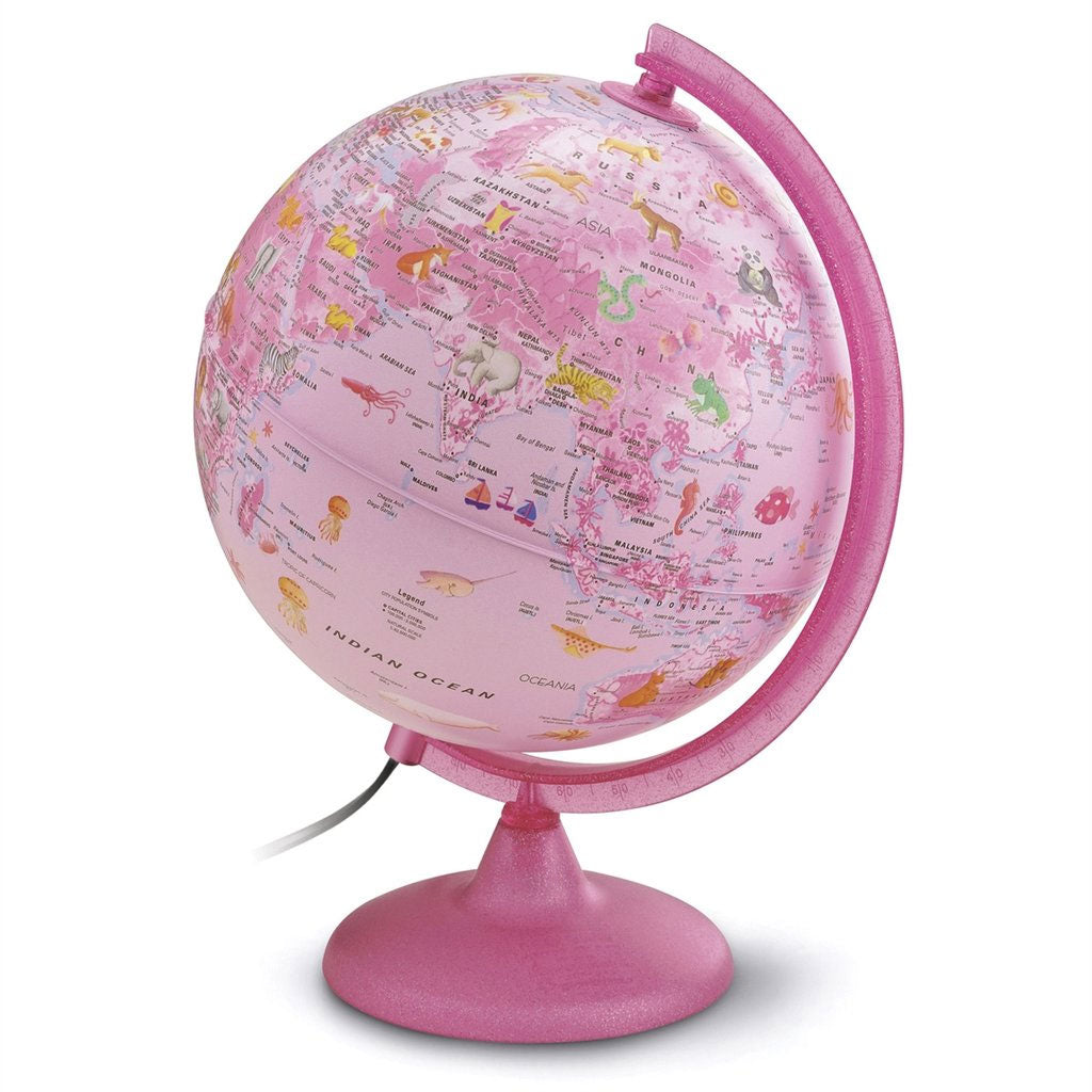 Safari Explorer Pink Illuminated World Globe by Waypoint Geographic