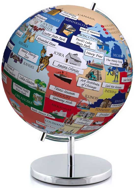 USA Illuminated World Globe by Waypoint Geographic